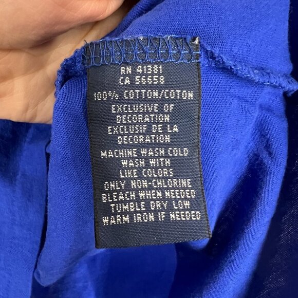 Ralph Lauren Blue Label Blue TShirt Pink Logo Sz M/L - Picture 6 of 6